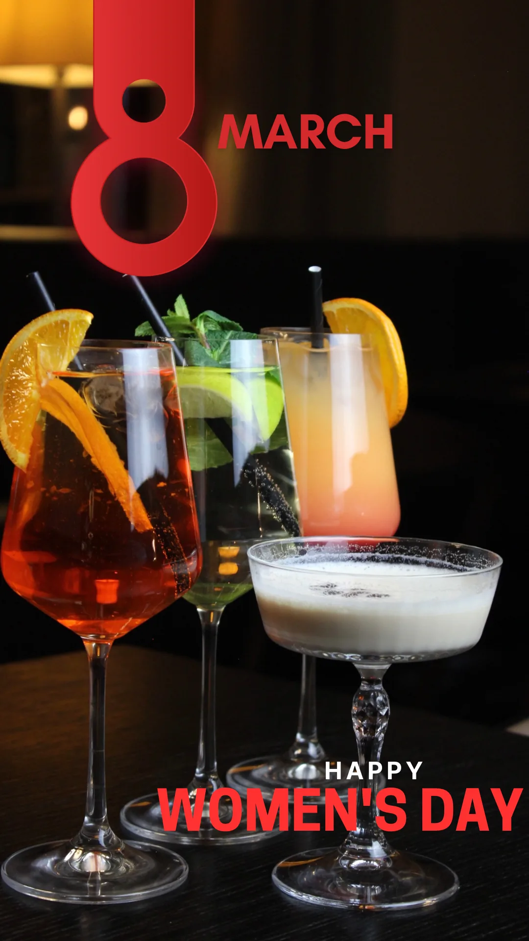 International Women's Day at the Antonín Dvořák restaurant – a special cocktail offer for an 8 March toast. Refreshing mixed drinks – Aperol Spritz, Hugo Spritz and Tequila Sunrise – ready for a special evening.