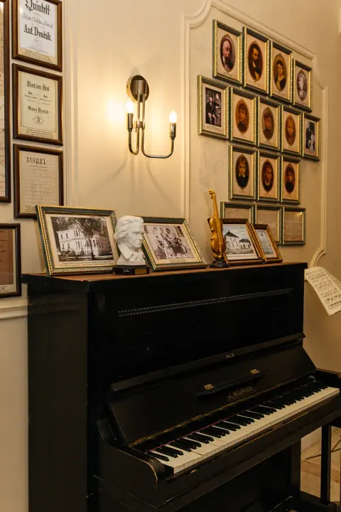 Upright piano at Restaurace A. Dvořák
