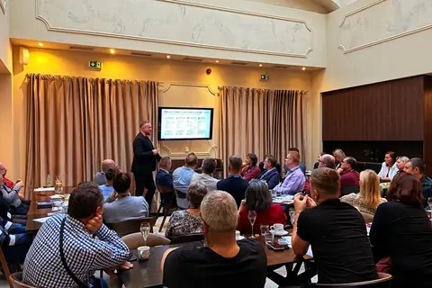 A corporate presentation in the restaurant’s hall