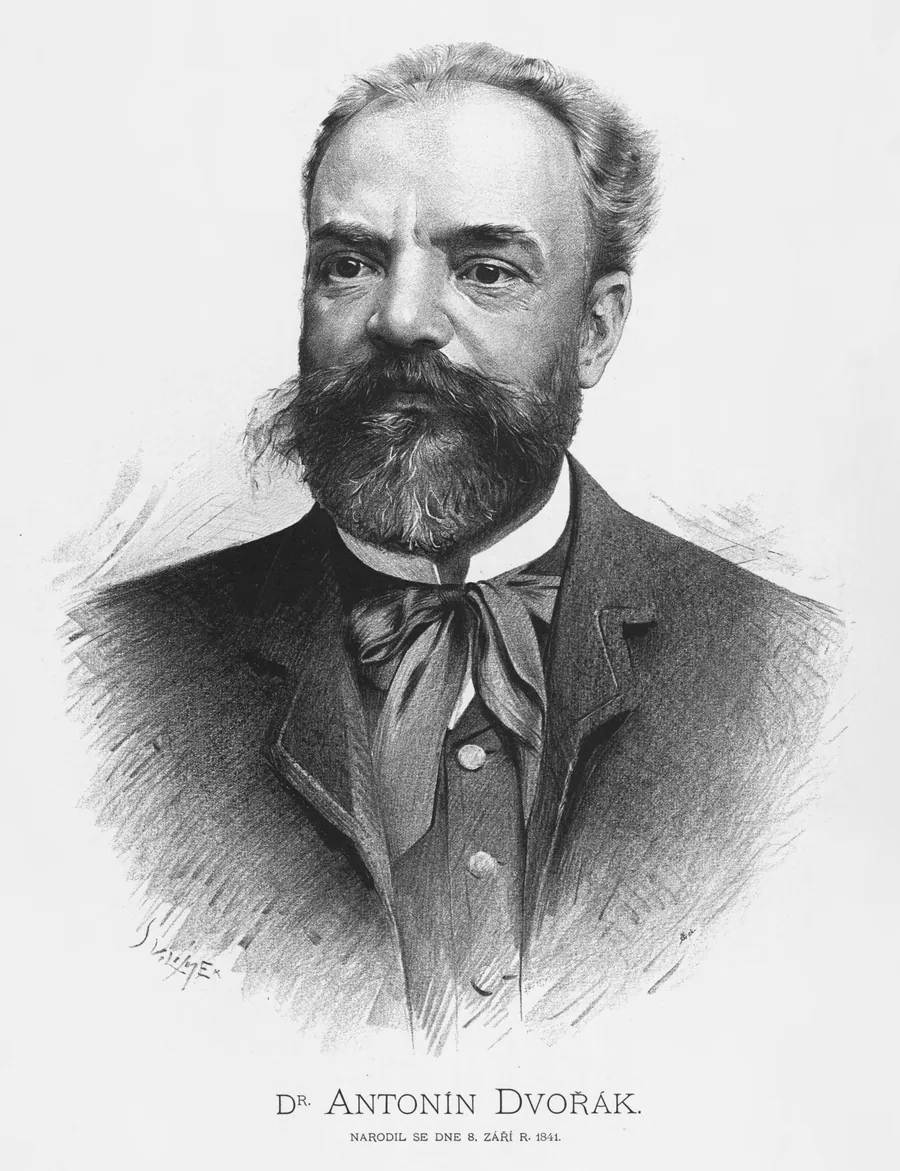 Antonín Dvořák, rytina Jana Vilímka z Českého alba (1890/1891)