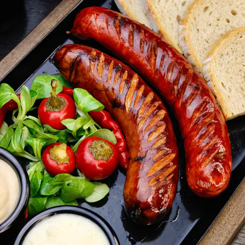 Mixed grilled sausages