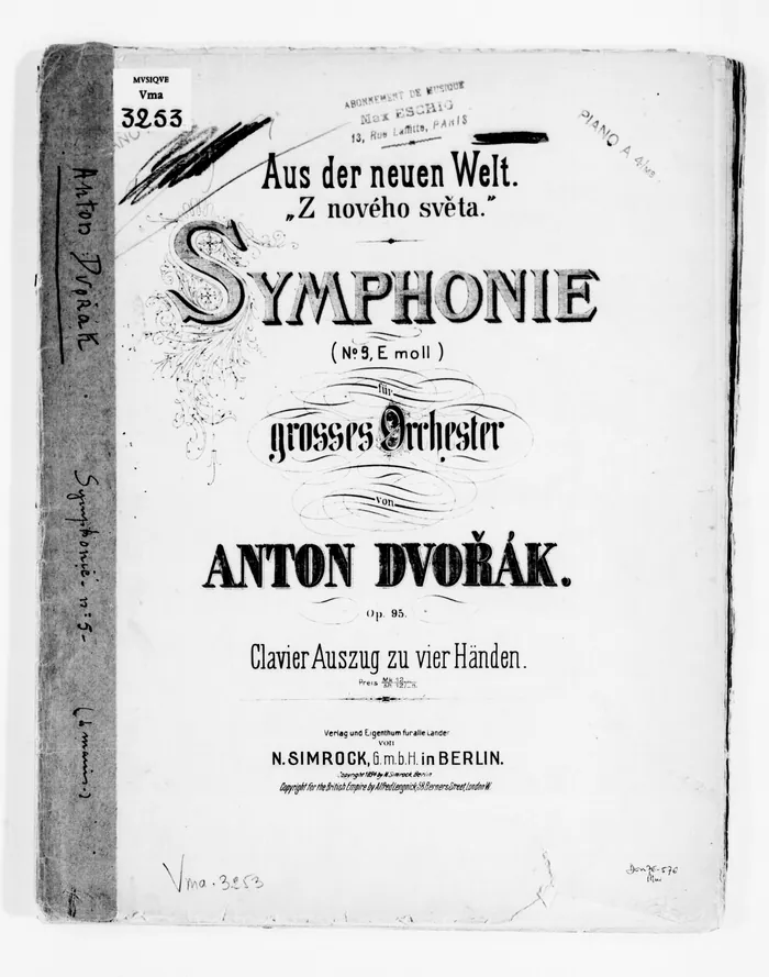 Title page of the first edition of Symphony No. 9 arranged for piano, Simrock 1894
