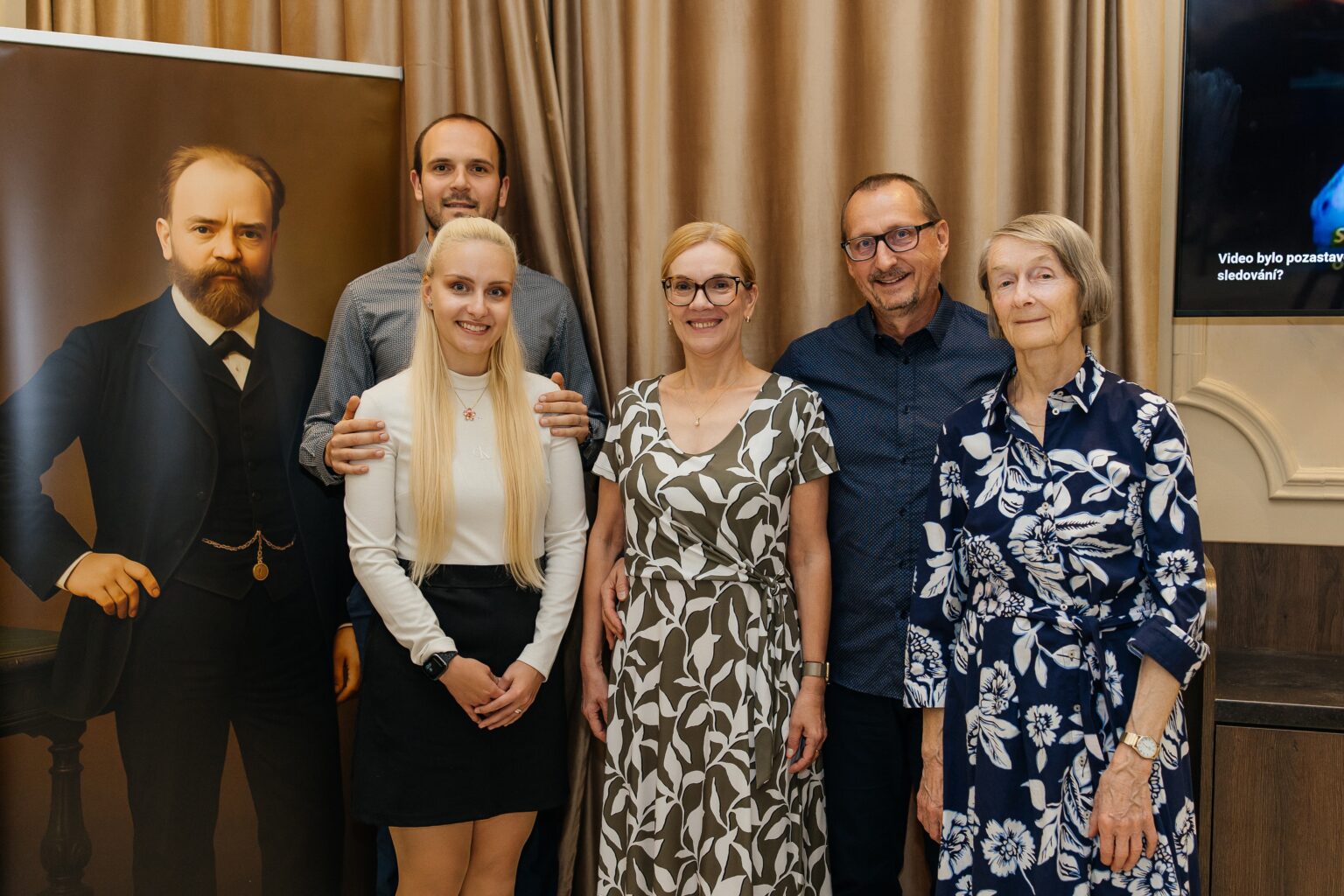 Descendants of Antonín Dvořák during the grand opening of the A. Dvořák brewery restaurant in Prague.