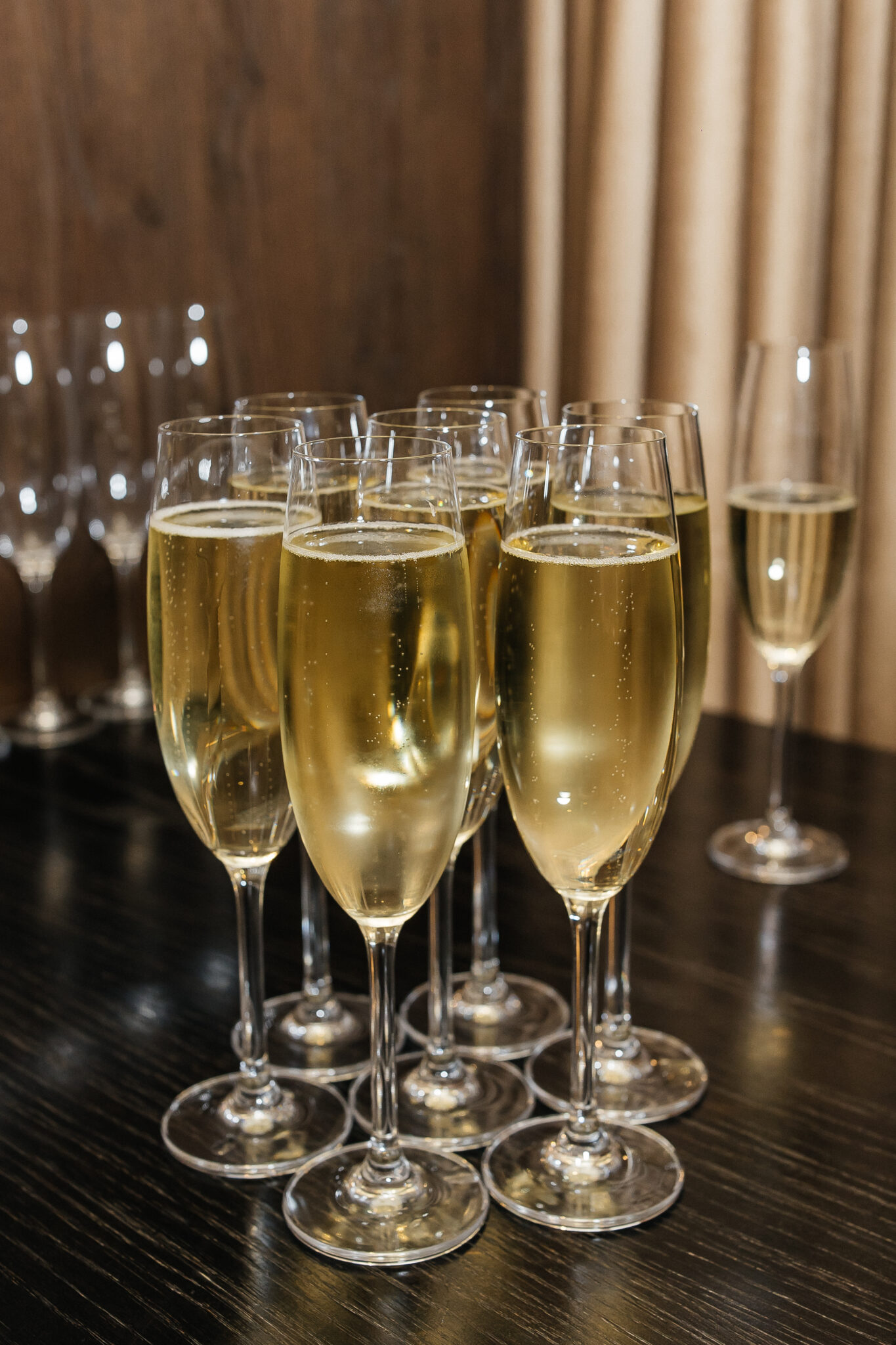 A champagne toast at the grand opening of the A. Dvořák brewery restaurant in Prague.